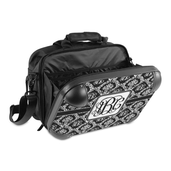 Monogrammed Damask 15" Hard Shell Briefcase - Open