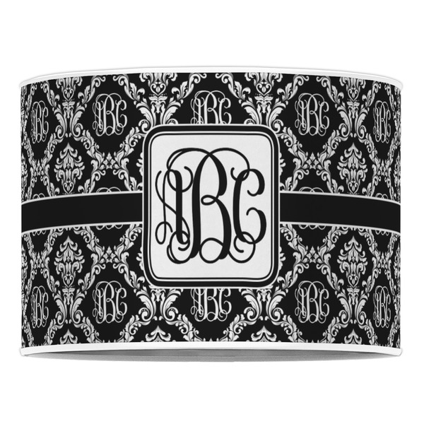 Monogrammed Damask 16" Drum Lampshade - FRONT (Poly Film)