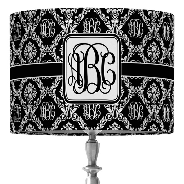 Custom Monogrammed Damask 16" Drum Lamp Shade - Fabric