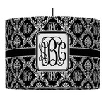 Monogrammed Damask 16" Drum Pendant Lamp - Fabric
