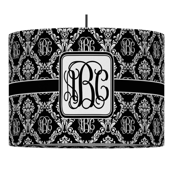 Monogrammed Damask 16" Drum Lampshade - PENDANT (Fabric)