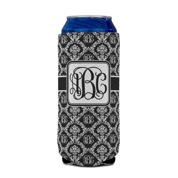Monogrammed Damask 16oz Can Sleeve - FRONT (on can)