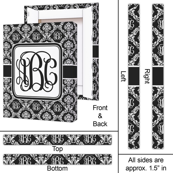Monogrammed Damask 16x20 - Canvas Print - Approval