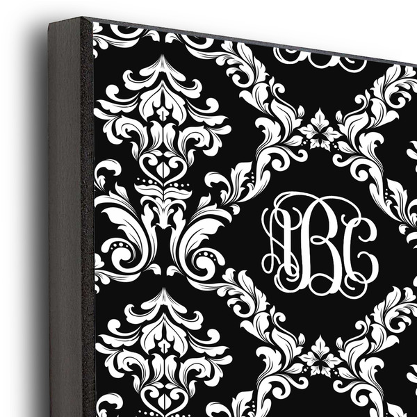 Monogrammed Damask 16x20 Wood Print - Closeup
