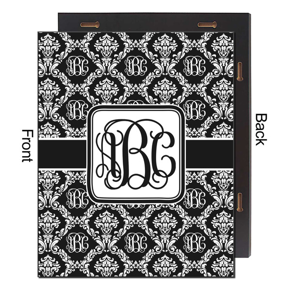 Monogrammed Damask 16x20 Wood Print - Front & Back View