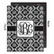 Monogrammed Damask 16x20 Wood Print - Front & Back View