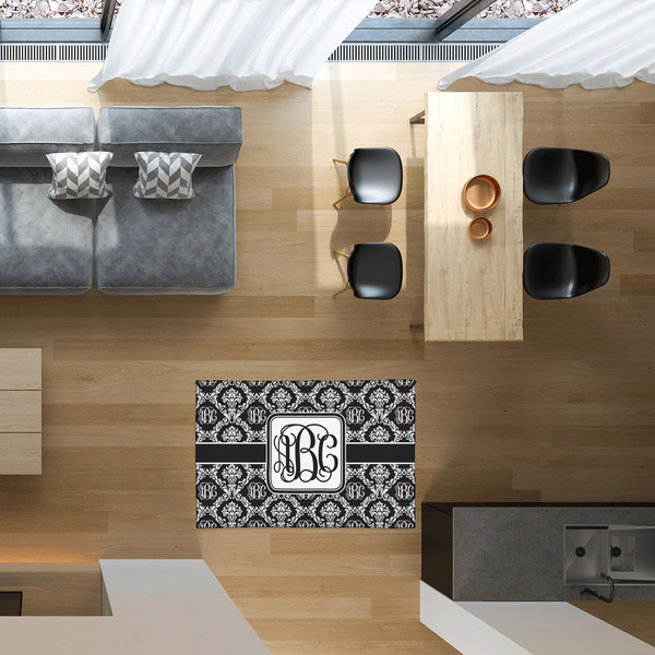 Monogrammed Damask 2'x3' Indoor Area Rugs - IN CONTEXT