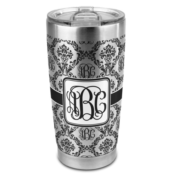 Custom Monogrammed Damask 20oz Stainless Steel Double Wall Tumbler - Full Print