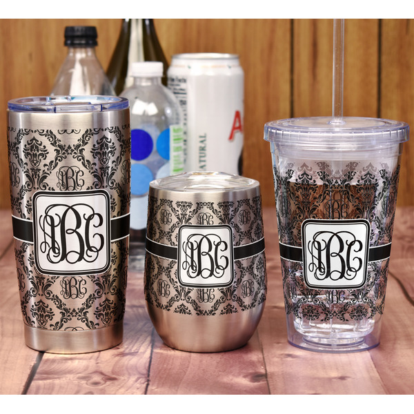 Monogrammed Damask 20oz SS Tumbler - Full Print - In Context
