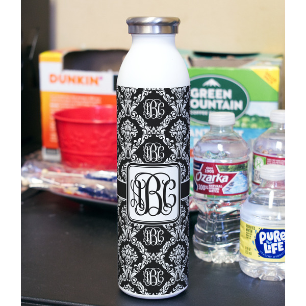 Monogrammed Damask 20oz Water Bottles - Full Print - In Context