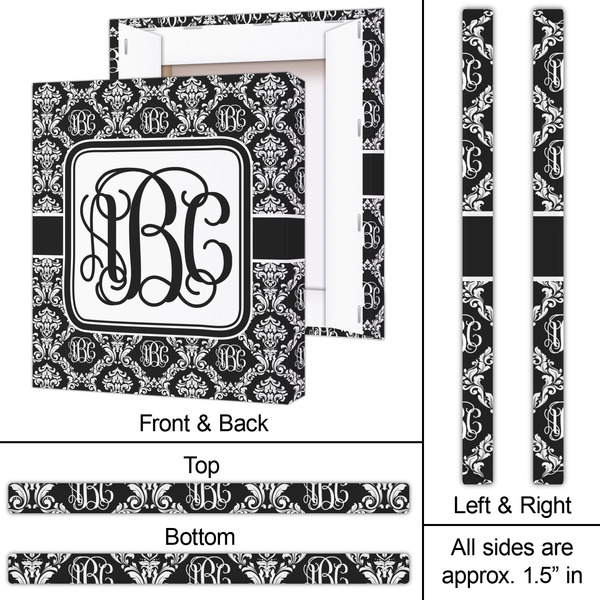 Monogrammed Damask 20x24 - Canvas Print - Approval