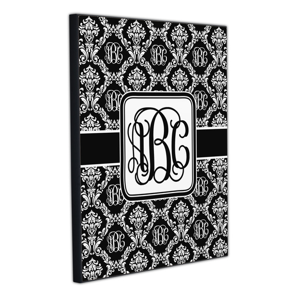 Monogrammed Damask 20x24 Wood Print - Angle View