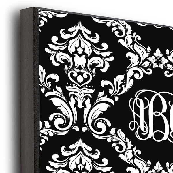 Monogrammed Damask 20x24 Wood Print - Closeup