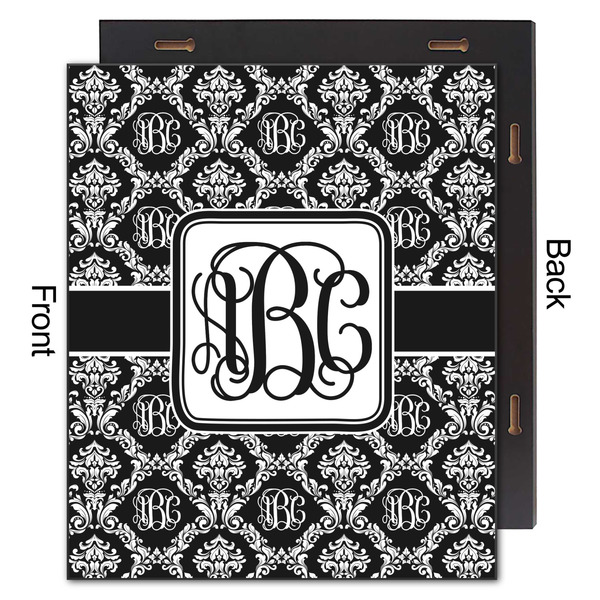 Monogrammed Damask 20x24 Wood Print - Front & Back View