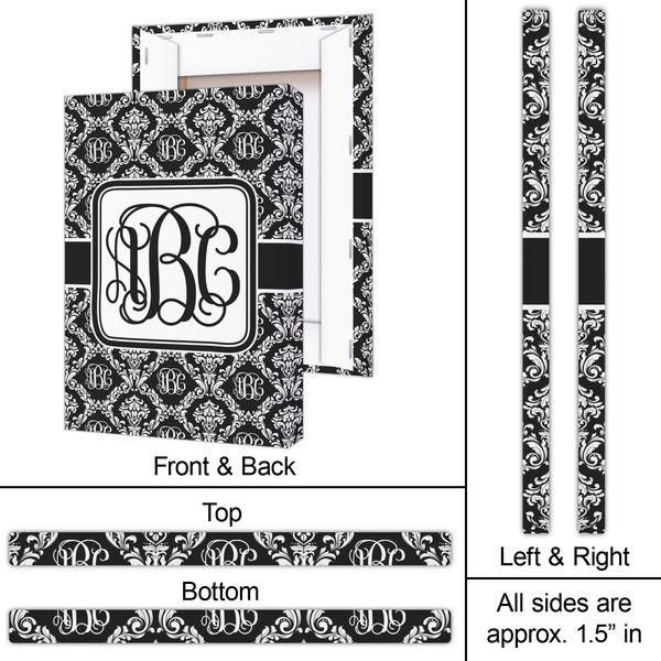 Monogrammed Damask 20x30 - Canvas Print - Approval