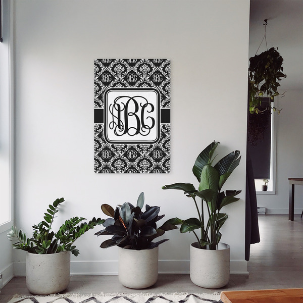 Monogrammed Damask 20x30 - Canvas Print - In Context