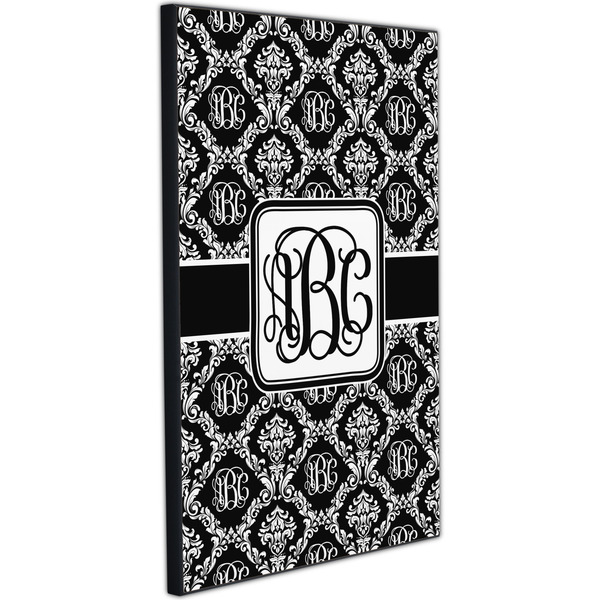 Monogrammed Damask 20x30 Wood Print - Angle View