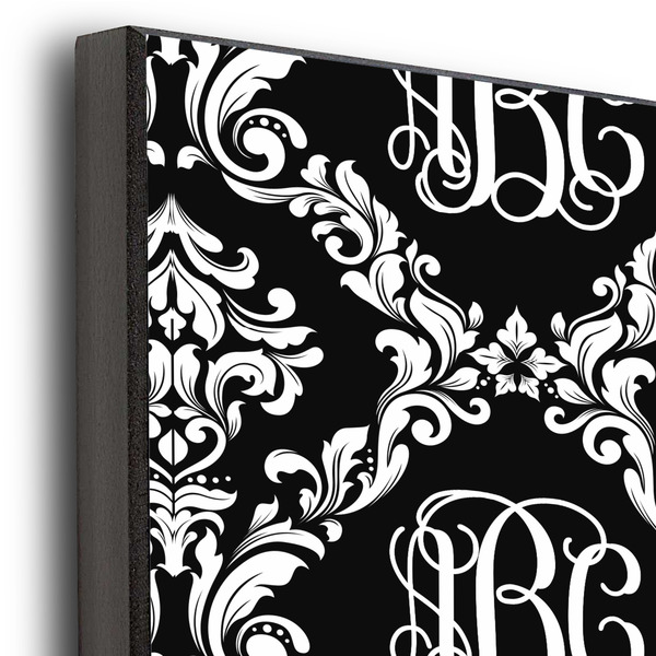 Monogrammed Damask 20x30 Wood Print - Closeup