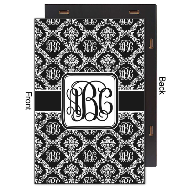Monogrammed Damask 20x30 Wood Print - Front & Back View