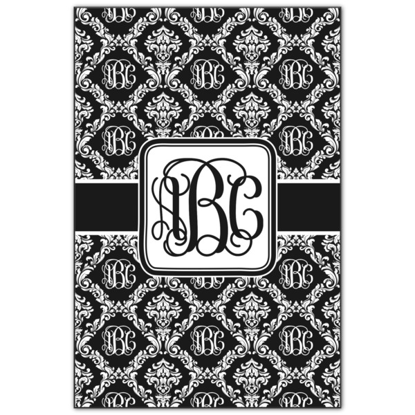 Custom Monogrammed Damask Wood Print - 20x30