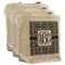 Monogrammed Damask 3 Reusable Cotton Grocery Bags - Front View