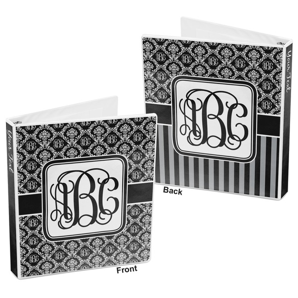 Monogrammed Damask 3-Ring Binder Front and Back