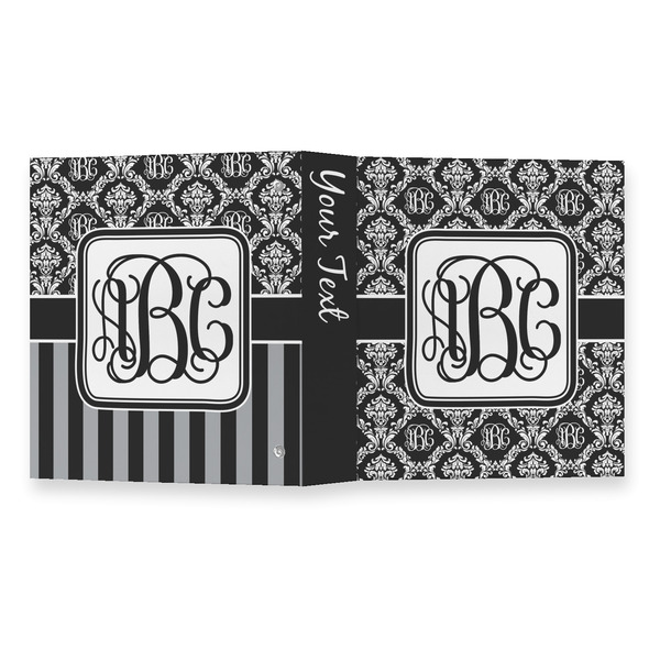 Monogrammed Damask 3 Ring Binders - Full Wrap - 1" - OPEN OUTSIDE