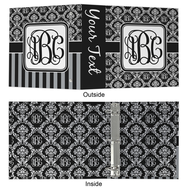 Monogrammed Damask 3 Ring Binders - Full Wrap - 2" - APPROVAL