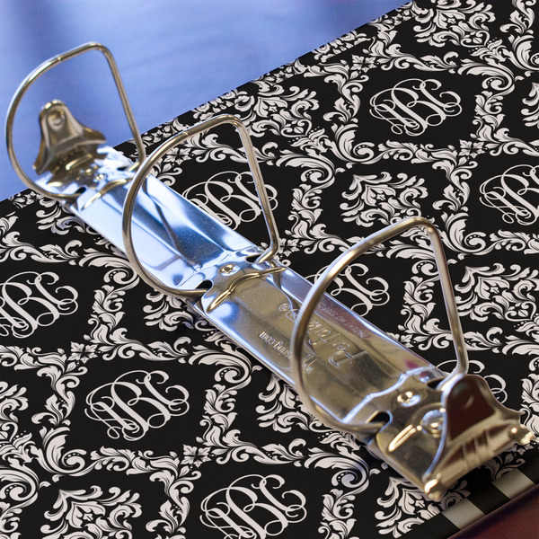 Monogrammed Damask 3 Ring Binders - Full Wrap - 2" - DETAIL