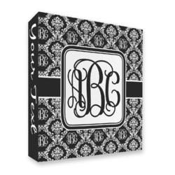 Monogrammed Damask 3 Ring Binder - Full Wrap