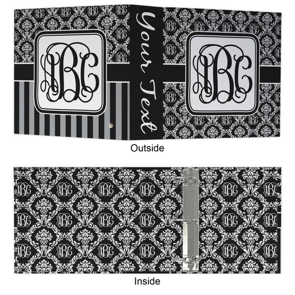 Monogrammed Damask 3 Ring Binders - Full Wrap - 3" - APPROVAL