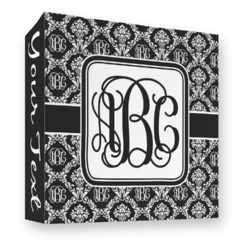 Monogrammed Damask 3 Ring Binder - Full Wrap - 3"