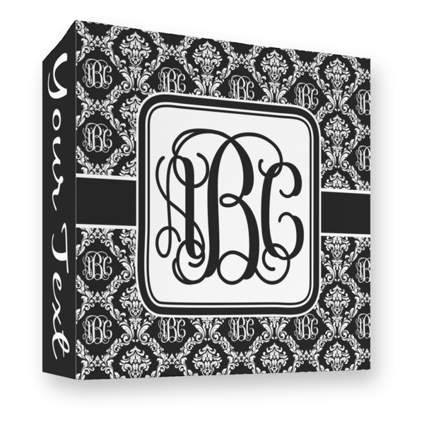 Custom Monogrammed Damask 3 Ring Binder - Full Wrap - 3"