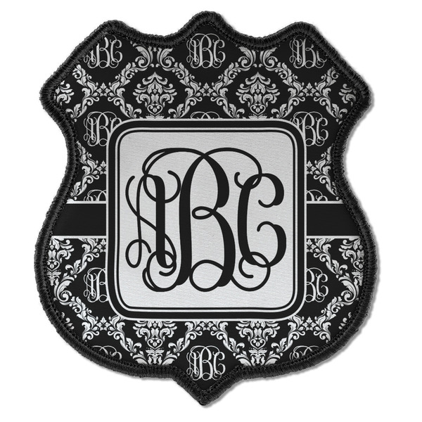Custom Monogrammed Damask Iron On Shield Patch C