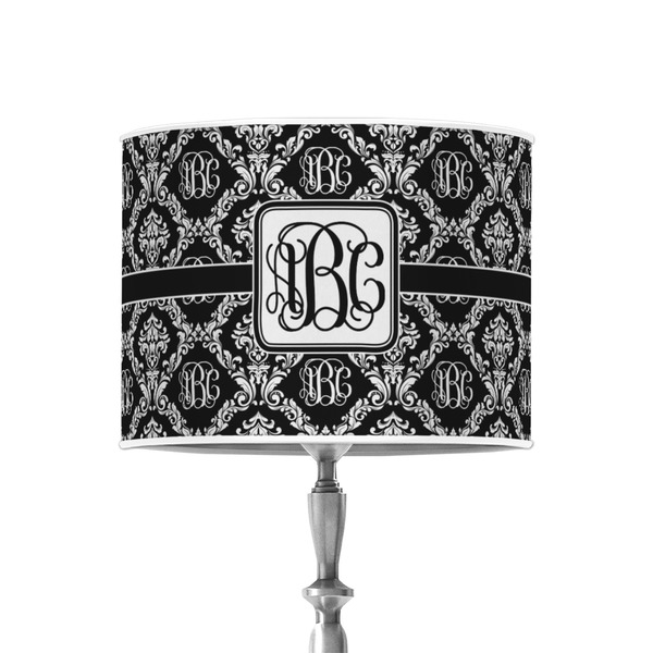 Monogrammed Damask 8" Drum Lampshade - ON STAND (Poly Film)