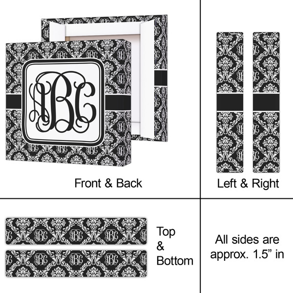 Monogrammed Damask 8x8 - Canvas Print - Approval