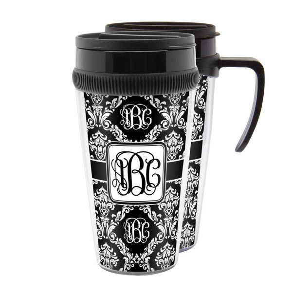 Custom Monogrammed Damask Acrylic Travel Mug