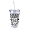 Monogrammed Damask 16oz Double Wall Acrylic Tumbler with Lid & Straw - Full Print