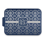 Monogrammed Damask Aluminum Baking Pan with Navy Lid