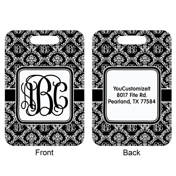 Monogrammed Damask Aluminum Luggage Tag (Front + Back)