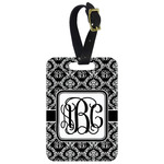 Monogrammed Damask Metal Luggage Tag