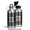 Monogrammed Damask Aluminum Water Bottle - Alternate lid options