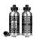 Monogrammed Damask Aluminum Water Bottle - Front and Back