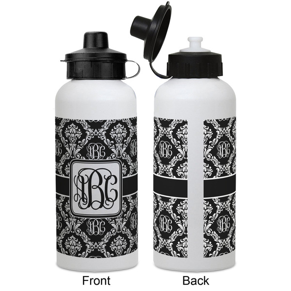 Monogrammed Damask Aluminum Water Bottle - White APPROVAL