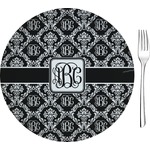 Monogrammed Damask Glass Appetizer / Dessert Plate 8" (Personalized)