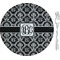 Monogrammed Damask Glass Appetizer / Dessert Plate 8" (Personalized)
