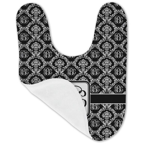 Monogrammed Damask Baby Bib - AFT folded