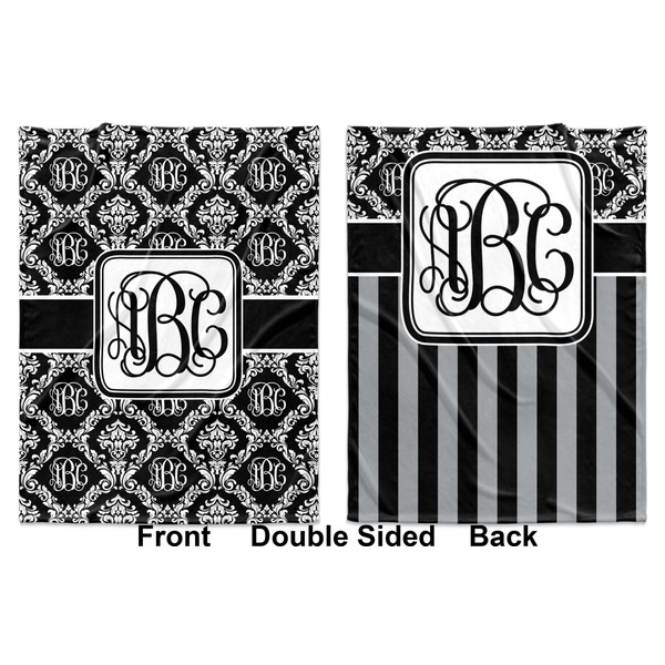 Monogrammed Damask Baby Blanket (Double Sided - Printed Front and Back)
