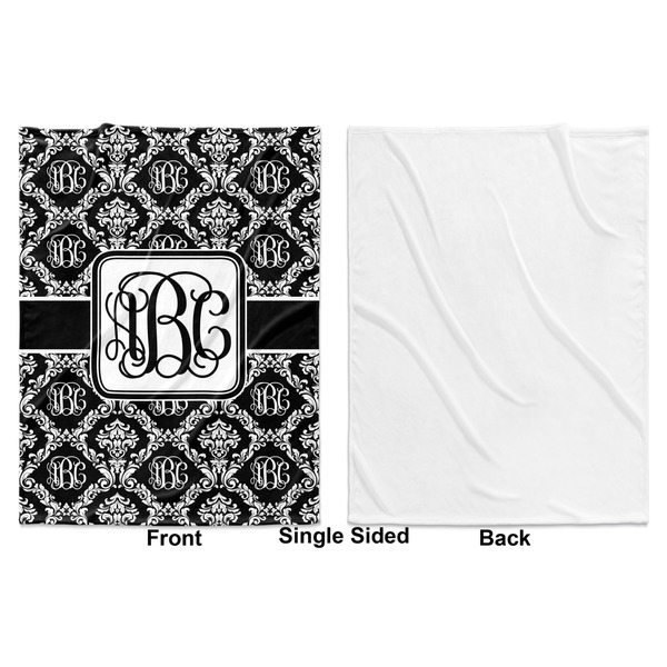 Monogrammed Damask Baby Blanket (Single Side - Printed Front, White Back)
