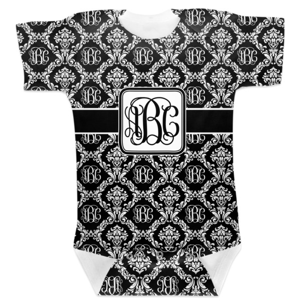 Custom Monogrammed Damask Baby Bodysuit 3-6 (Personalized)